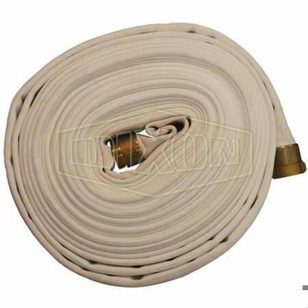 DIXON Single Jacket Fire Hose, 2-1/2 in, NST NH, 100 ft L, 225 psi Working, Polyester A525100RBF